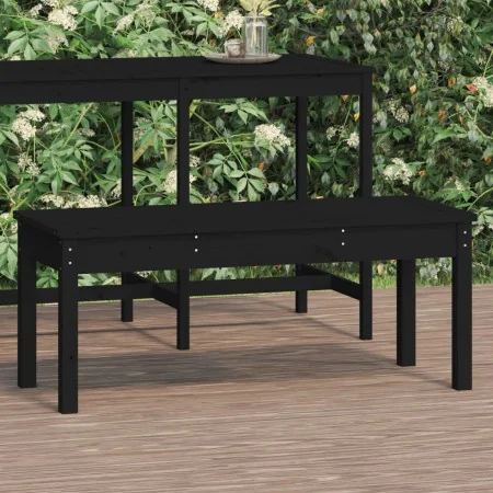 Banco de jardín madera maciza pino negro 109x44x45 cm de vidaXL, Bancos de jardín - Ref: Foro24-824008, Precio: 67,86 €, Desc...