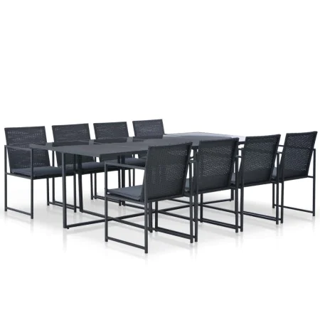 Set comedor de jardín 9 piezas y cojines ratán sintético negro by , Garden sets - Ref: Foro24-44445, Price: 691,26 €, Discoun...