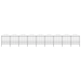 Valla de jardín con puntas de lanza acero negro (1,75-2)x15,3m by , fence panels - Ref: Foro24-277756, Price: 880,94 €, Disco...