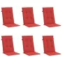 Cojín silla de jardín respaldo alto 6 uds tela rojo 120x50x3 cm de , Cojines para sillas y sofás - Ref: Foro24-314110, Precio...