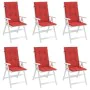 Cojín silla de jardín respaldo alto 6 uds tela rojo 120x50x3 cm de , Cojines para sillas y sofás - Ref: Foro24-314110, Precio...
