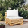 Sofá central jardín con cojines madera maciza teca color crema von , Modulare Sofas für den Außenbereich - Ref: Foro24-319156...