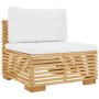Sofá central jardín con cojines madera maciza teca color crema von , Modulare Sofas für den Außenbereich - Ref: Foro24-319156...