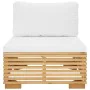 Sofá central jardín con cojines madera maciza teca color crema von , Modulare Sofas für den Außenbereich - Ref: Foro24-319156...