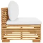 Sofá central jardín con cojines madera maciza teca color crema von , Modulare Sofas für den Außenbereich - Ref: Foro24-319156...