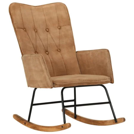 Silla mecedora de lona vintage marrón von , Schaukelstühle - Ref: Foro24-339684, Preis: 128,91 €, Rabatt: %