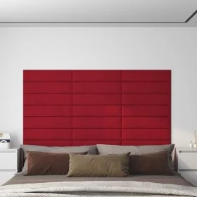 Paneles de pared 12 uds terciopelo rojo tinto 60x15 cm 1,08 m² by , Wall covering - Ref: Foro24-343839, Price: 33,05 €, Disco...