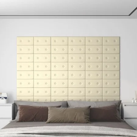 Paneles de pared 12 uds cuero sintético crema 30x15 cm 0,54 m² de , Recubrimiento de paredes - Ref: Foro24-343968, Precio: 19...