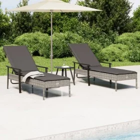 Tumbonas 2 unidades con mesa y cojines ratán sintético gris von , Gartensets - Ref: Foro24-362808, Preis: 329,01 €, Rabatt: %