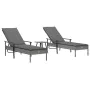 Tumbonas 2 unidades con mesa y cojines ratán sintético gris by , Garden sets - Ref: Foro24-362808, Price: 335,63 €, Discount: %