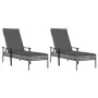 Tumbonas 2 unidades con mesa y cojines ratán sintético gris by , Garden sets - Ref: Foro24-362808, Price: 335,63 €, Discount: %