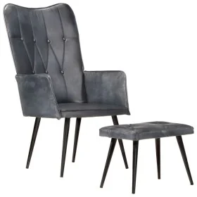 Sillón orejero con reposapiés cuero auténtico gris von , Sessel - Ref: Foro24-339665, Preis: 109,09 €, Rabatt: %