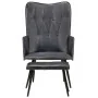 Sillón orejero con reposapiés cuero auténtico gris by , Armchairs - Ref: Foro24-339665, Price: 109,09 €, Discount: %