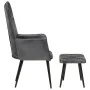 Sillón orejero con reposapiés cuero auténtico gris by , Armchairs - Ref: Foro24-339665, Price: 109,09 €, Discount: %