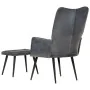 Sillón orejero con reposapiés cuero auténtico gris by , Armchairs - Ref: Foro24-339665, Price: 109,09 €, Discount: %