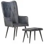 Sillón orejero con reposapiés cuero auténtico gris by , Armchairs - Ref: Foro24-339665, Price: 109,09 €, Discount: %