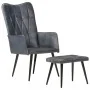 Sillón orejero con reposapiés cuero auténtico gris by , Armchairs - Ref: Foro24-339665, Price: 109,09 €, Discount: %