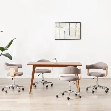 Sillas comedor giratorias 4 uds madera curvada tela gris taupe de , Sillas de comedor - Ref: Foro24-3054906, Precio: 586,80 €...