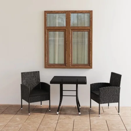 Juego de comedor para jardín 3 piezas ratán sintético negro de , Conjuntos de jardín - Ref: Foro24-3059411, Precio: 216,86 €,...