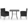 Juego de comedor para jardín 3 piezas ratán sintético negro de , Conjuntos de jardín - Ref: Foro24-3059411, Precio: 216,86 €,...