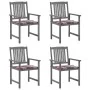 Sillas de jardín con cojines 4 uds madera maciza de acacia gris by , Garden chairs - Ref: Foro24-3061248, Price: 270,29 €, Di...