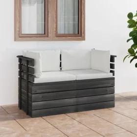 Sofá de palets de jardín 2 plazas y cojines madera maciza pino by , Garden sets - Ref: Foro24-3061733, Price: 260,85 €, Disco...