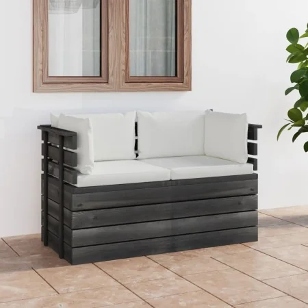 Sofá de palets de jardín 2 plazas y cojines madera maciza pino by , Garden sets - Ref: Foro24-3061733, Price: 260,62 €, Disco...