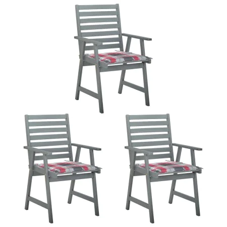 Sillas comedor de jardín 3 uds madera maciza acacia y cojines de , Sillas de jardín - Ref: Foro24-3064441, Precio: 284,96 €, ...
