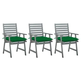 Sillas comedor de jardín 3 uds madera maciza acacia y cojines by , Garden chairs - Ref: Foro24-3064448, Price: 282,96 €, Disc...