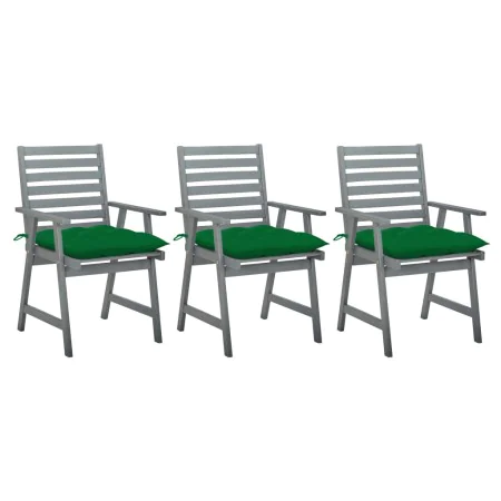 Sillas comedor de jardín 3 uds madera maciza acacia y cojines by , Garden chairs - Ref: Foro24-3064448, Price: 282,96 €, Disc...