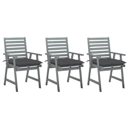 Sillas comedor de jardín 3 uds madera maciza acacia y cojines by , Garden chairs - Ref: Foro24-3064443, Price: 284,75 €, Disc...