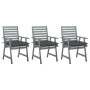Sillas comedor de jardín 3 uds madera maciza acacia y cojines by , Garden chairs - Ref: Foro24-3064443, Price: 284,75 €, Disc...