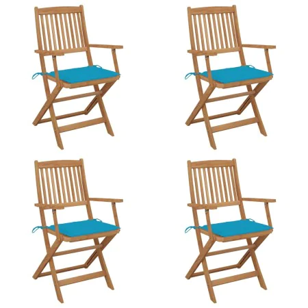 Sillas de jardín plegables 4 uds y cojines madera maciza acacia by , Garden chairs - Ref: Foro24-3064621, Price: 195,55 €, Di...