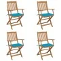 Sillas de jardín plegables 4 uds y cojines madera maciza acacia by , Garden chairs - Ref: Foro24-3064621, Price: 195,55 €, Di...