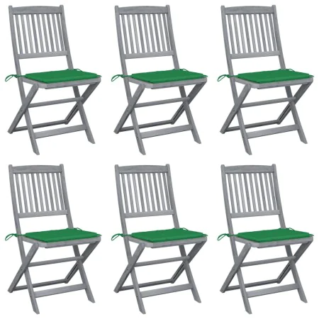 Sillas de jardín plegables 6 uds cojines madera maciza acacia de , Sillas de jardín - Ref: Foro24-3065439, Precio: 313,32 €, ...