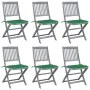 Sillas de jardín plegables 6 uds cojines madera maciza acacia de , Sillas de jardín - Ref: Foro24-3065439, Precio: 313,32 €, ...