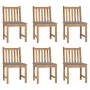 Sillas de jardín 6 unidades con cojines madera maciza de teca by , Garden chairs - Ref: Foro24-3073116, Price: 661,46 €, Disc...