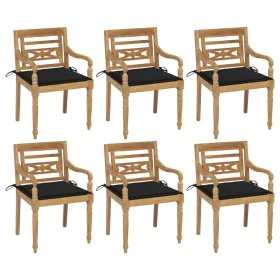 Sillas Batavia 6 unidades madera maciza de teca con cojines by , Garden chairs - Ref: Foro24-3073329, Price: 725,00 €, Discou...