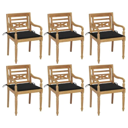 Sillas Batavia 6 unidades madera maciza de teca con cojines von , Gartenstühle - Ref: Foro24-3073329, Preis: 737,74 €, Rabatt: %