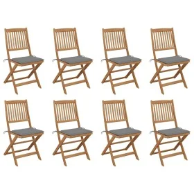 Sillas de jardín plegables 8 uds y cojines madera maciza acacia by , Garden chairs - Ref: Foro24-3075114, Price: 419,41 €, Di...