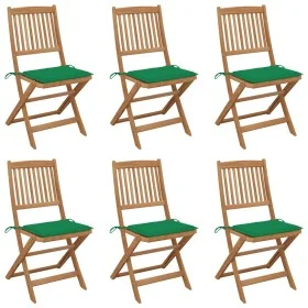 Sillas de jardín plegables 6 uds y cojines madera maciza acacia by , Garden chairs - Ref: Foro24-3074999, Price: 297,47 €, Di...