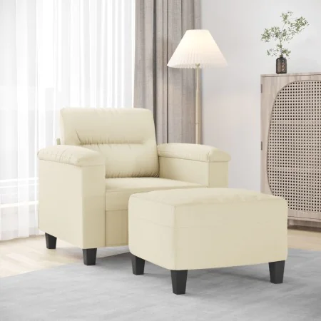 Sillón con taburete cuero sintético color crema 60 cm by , Sofas - Ref: Foro24-3201238, Price: 192,01 €, Discount: %