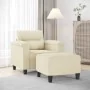 Sillón con taburete cuero sintético color crema 60 cm by , Sofas - Ref: Foro24-3201238, Price: 192,01 €, Discount: %