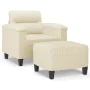 Sillón con taburete cuero sintético color crema 60 cm by , Sofas - Ref: Foro24-3201238, Price: 192,01 €, Discount: %