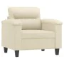 Sillón con taburete cuero sintético color crema 60 cm by , Sofas - Ref: Foro24-3201238, Price: 192,01 €, Discount: %