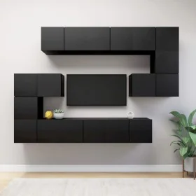 Set de muebles de salón TV 10 piezas madera ingeniería negro by , TV Furniture - Ref: Foro24-3078829, Price: 314,38 €, Discou...