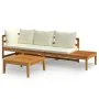 Muebles de jardín 3 pzas con cojines crema madera de acacia de , Conjuntos de jardín - Ref: Foro24-3087272, Precio: 427,78 €,...
