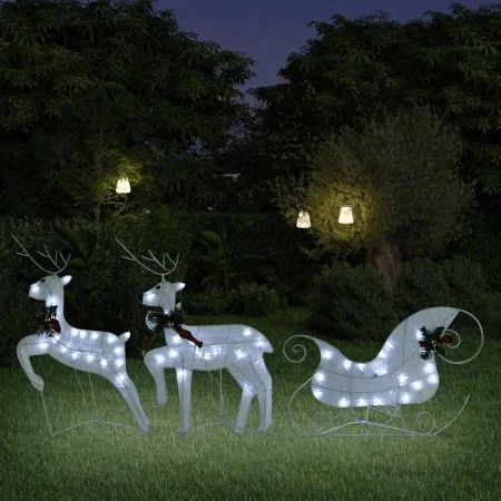 Decoración navideña de renos y trineo de jardín blanco 60 LED by , Christmas lights - Ref: Foro24-342682, Price: 51,88 €, Dis...