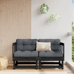 Sofás esquineros con cojines 2 uds madera maciza de pino negro von , Modulare Sofas für den Außenbereich - Ref: Foro24-825454...