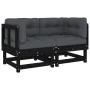 Sofás esquineros con cojines 2 uds madera maciza de pino negro von , Modulare Sofas für den Außenbereich - Ref: Foro24-825454...